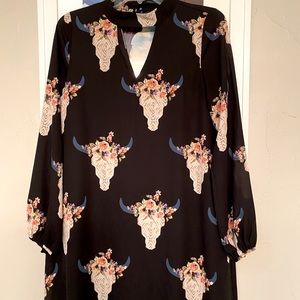 Alter’d State Cow Skull Shift Dress Size S